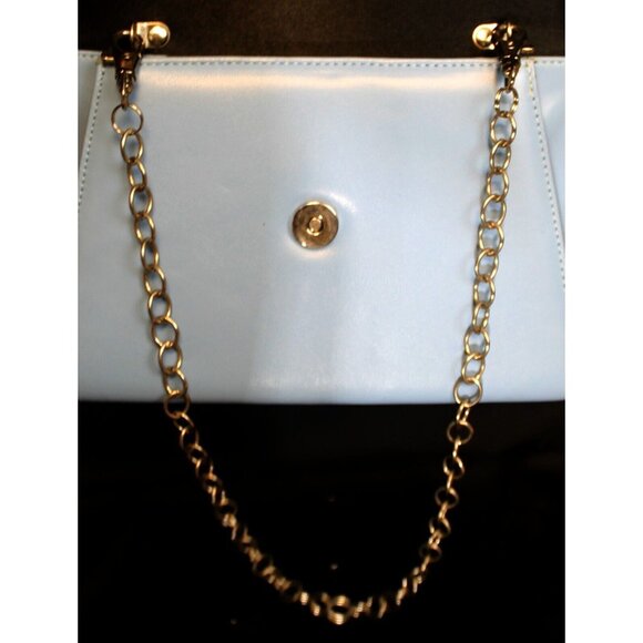 Monzo & Franco Blue Envelope Clutch Purse Chain Strap Rhinestone Dragonfly Forma - Picture 9 of 12